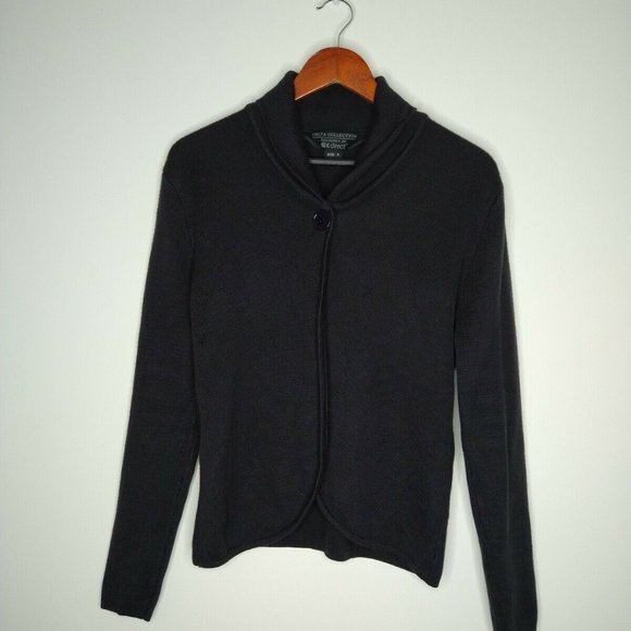 GK Direct Delta Airlines One Button Wool Navy Blue Cardigan Women's Small - Picture 1 of 6